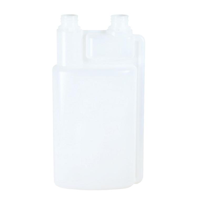 Image Leerflasche 1-Liter-Dosierflasche, natur-transparent mit Steigrohr ohne Verschlüsse Dosierung 20/40/60 ml, nachfüllbar, zweihalsig