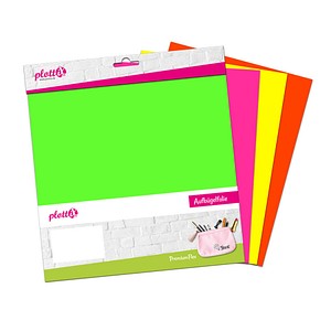 Image plottiX PremiumFlex Neon Aufbügelfolie 4 St. farbsortiert (neon) Flex-Folie 30,0 x 30,0 cm,  4 St.