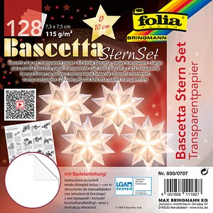 Image folia Faltblätter Bascetta-Stern, 75 x 75 mm, weiß