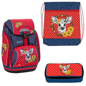 Image BELMIL® Schulranzen-Set Comfy Little Cute Friends Daisy Kunstfaser rot