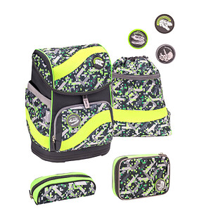 Image BELMIL® Schulranzen-Set Smarty Dinosaurs Neon Kunstfaser grün