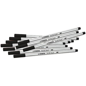 Image STABILO 10 STABILO Pen 68 brush Brush-Pens schwarz; 1 Pack = 10 St.
