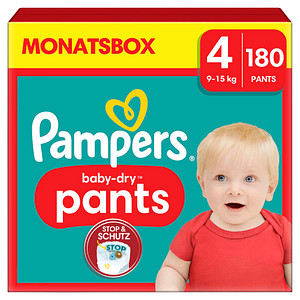 Image Pampers® Windeln baby-dry™ Monatsbox Größe Gr.4 (9-15 kg) für Babys und Kleinkinder (4-18 Monate), 180 St.