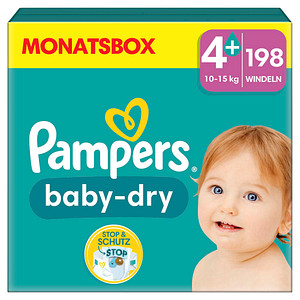 Image Pampers® Windeln baby-dry™ Monatsbox Größe Gr.4 (10-15 kg) für Babys und Kleinkinder (4-18 Monate), 198 St.