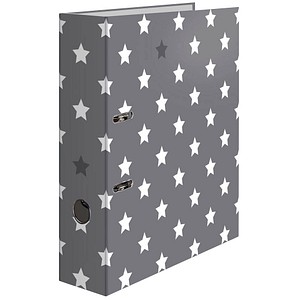 Image HERMA Motivordner "Stars", Grau mit weißen Sternen, DIN A4 Rückenbreite: 70 mm,