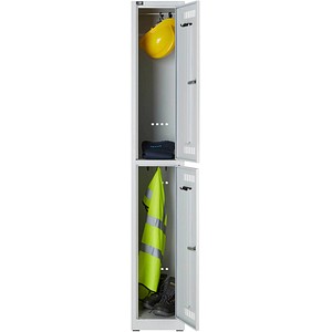 Image BISLEY LIGHT Spind lichtgrau GL03S2245, 2 Schließfächer 30,0 x 50,0 x 185,0 cm