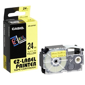 Image CASIO XR-24YW1 - Selbstklebende Etiketten - Schwarz auf Gelb - Rolle (2,4 cm x 