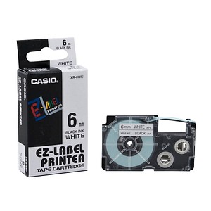 Image CASIO Schriftband Casio XR XR-6WE1 Bandfarbe: Weiß Schriftfarbe:Schwarz 6 mm 8 m