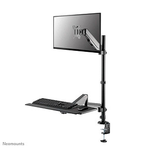 Image Neomounts höhenverstellbarer PC-Tisch schwarz für 1 Monitor, 1 Tastatur, 1 Maus, Tischklemme