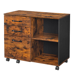 Image VASAGLE Rollcontainer braun, schwarz 3 Auszüge 80,0 x 40,0 x 66,0 cm