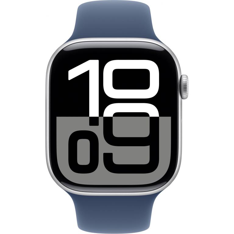 Image Apple Watch Series 10 46 mm Aluminium (GPS) Sportarmband M/L  denim, silber