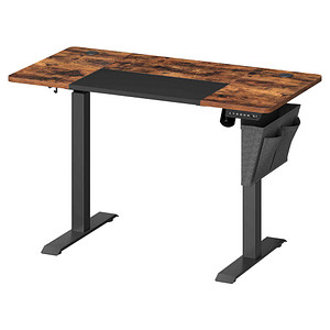 Image SONGMICS elektrisch höhenverstellbarer Schreibtisch braun rechteckig, C-Fuß-Gestell schwarz 120,0 x 60,0 cm