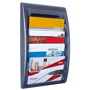 Image PAPERFLOW Wand-Prospekthalter Quick fit, 4 Fächer, anthrazit