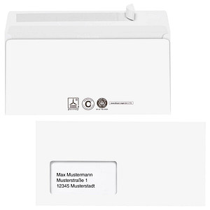 Image MAILmedia Briefumschläge Envirelope® DIN lang+ mit Fenster recycling-weiß haftklebend 500 St.