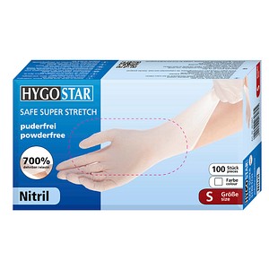 Image HYGOSTAR Nitril-Handschuh "SAFE SUPER STRETCH", S, weiß