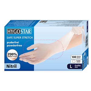 Image HYGOSTAR Nitril-Handschuh "SAFE SUPER STRETCH", L, weiß