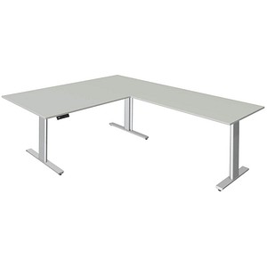 Image kerkmann Sitz-Steh-Schreibtisch Move 3 mit Anbau, lichtgrau