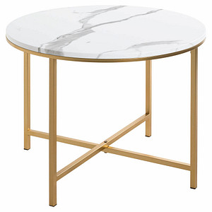 Image HAKU Möbel Beistelltisch Holz gold-weiß 60,0 x 60,0 x 45,0 cm