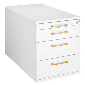 Image HAMMERBACHER Solid Rollcontainer weiß 4 Auszüge 42,8 x 80,0 x 51,2 cm