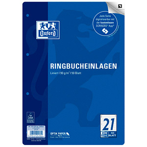 Image Oxford Ringbucheinlagen, DIN A4, liniert, 50 Blatt