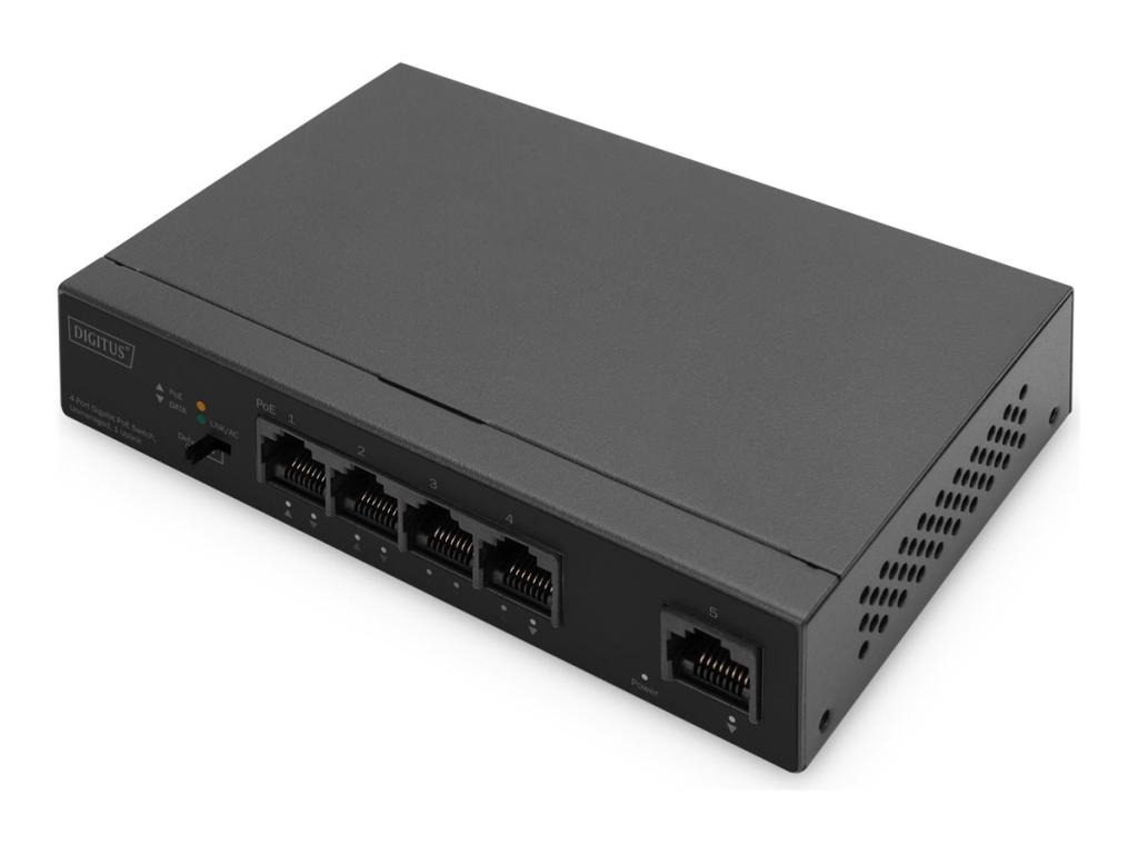 Image DIGITUS Gigabit Ethernet PoE Switch 4-Port + 1 Port Uplink