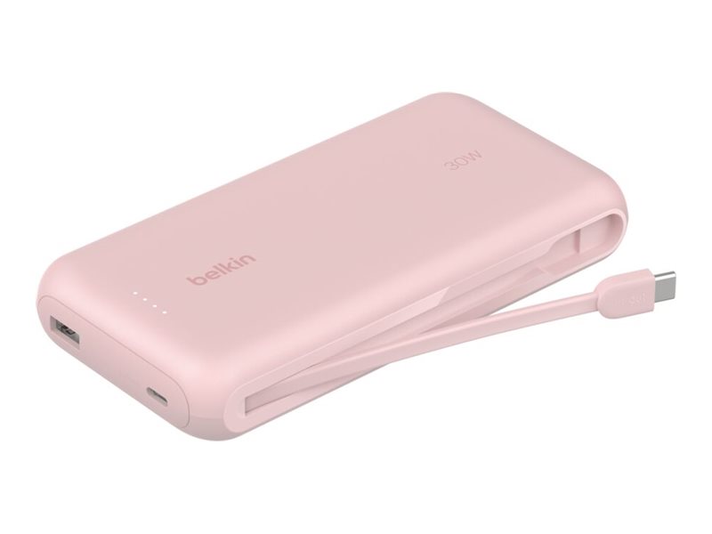 Image BELKIN Powerbank with integrated USB-C cable, Pink, 20,000 mAh, BPB024HQPK