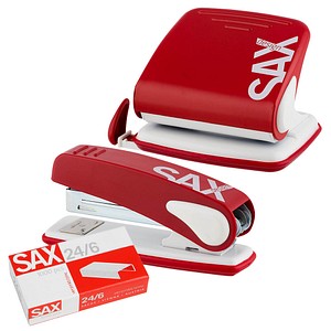 Image sax design Locher und Heftgeräte Set Century Line rot