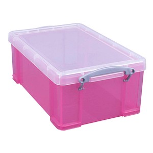 Image Really Useful Box Aufbewahrungsbox 9,0 l transparent, pink 39,5 x 25,5 x 15,5 cm