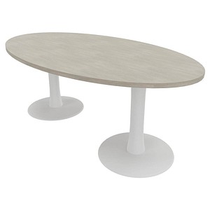Image Quadrifoglio Konferenztisch Idea+ beton oval, Säulenfuß weiß, 200,0 x 110,0 x 74,0 cm
