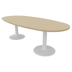 Image Quadrifoglio Konferenztisch Idea+ eiche oval, Säulenfuß weiß, 240,0 x 110,0 x 74,0 cm