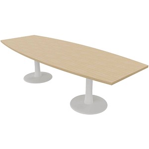 Image Quadrifoglio Konferenztisch Idea+ eiche Tonnenform, Säulenfuß weiß, 280,0 x 80,0 - 110,0 x 74,0 cm