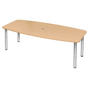 Image HAMMERBACHER Konferenztisch KT22C buche Tonnenform, Rundrohr chrom, 220,0 x 83,0 - 103,0 x 72,0 - 74,0 cm