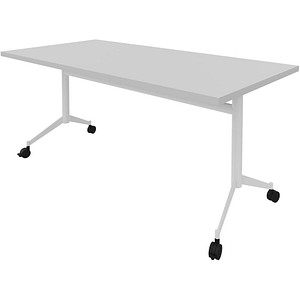 Image Quadrifoglio Mehrzwecktisch Pop-up grau, weiß rechteckig, T-Fuß-Gestell weiß, 160,0 x 80,0 x 74,0 cm
