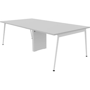 Image Quadrifoglio Konferenztisch X3 lichtgrau rechteckig, 4-Fuß-Gestell weiß, 240,0 x 120,0 x 75,0 cm