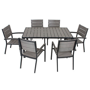 Image Garden Pleasure Sitzgruppe Olivia, schwarz Kunststoff, Metall, 7-teilig