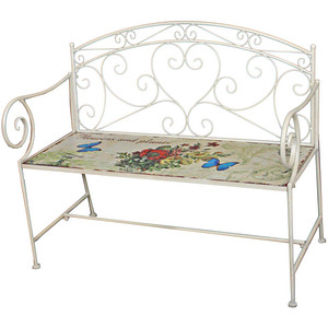 Image Garden Pleasure Gartenbank Floral 950468 altweiß Metall 110,0 cm
