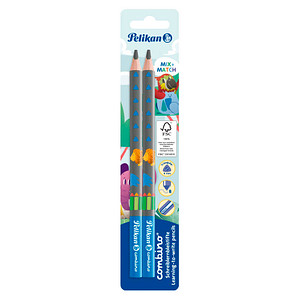 Image Pelikan Combino Schreiblern- Bleistifte B blau mit Tiermotiv 2 St.