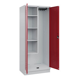 Image CP Putzmittelschrank Classic PLUS 080120-02 S10001 lichtgrau, rubinrot 80,0 x 50,0 x 195,0 cm, aufgebaut