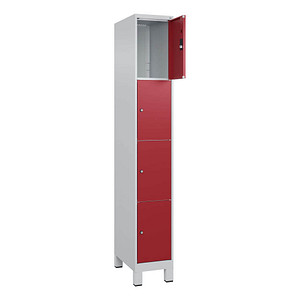 Image CP Schließfachschrank Classic Plus lichtgrau, rubinrot 080010-104 S10001, 4 Schließfächer 30,0 x 50,0 x 195,0 cm
