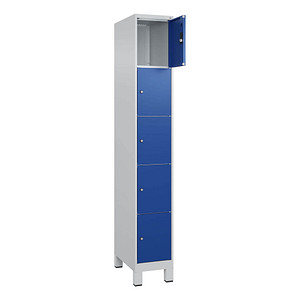 Image CP Schließfachschrank Classic Plus enzianblau, lichtgrau 080010-105 S10003, 5 Schließfächer 30,0 x 50,0 x 195,0 cm