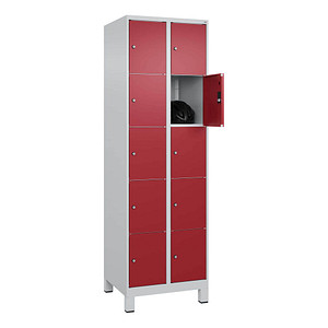 Image CP Schließfachschrank Classic Plus lichtgrau, rubinrot 080010-205 S10001, 10 Schließfächer 60,0 x 50,0 x 195,0 cm