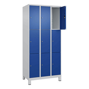 Image CP Schließfachschrank Classic Plus enzianblau, lichtgrau 080010-303 S10003, 9 Schließfächer 90,0 x 50,0 x 195,0 cm