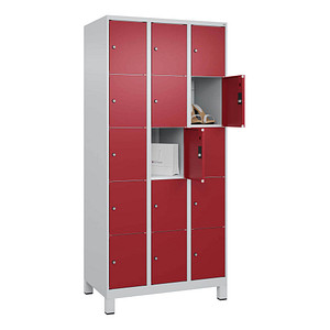 Image CP Schließfachschrank Classic Plus lichtgrau, rubinrot 080010-305 S10001, 15 Schließfächer 90,0 x 50,0 x 195,0 cm