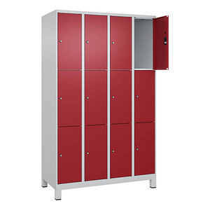 Image CP Schließfachschrank Classic Plus lichtgrau, rubinrot 080010-403 S10001, 12 Schließfächer 120,0 x 50,0 x 195,0 cm