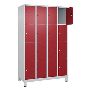 Image CP Schließfachschrank Classic Plus lichtgrau, rubinrot 080010-404 S10001, 16 Schließfächer 120,0 x 50,0 x 195,0 cm