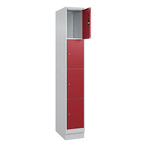 Image CP Schließfachschrank Classic PLUS lichtgrau, rubinrot 080020-104 S10001, 4 Schließfächer 30,0 x 50,0 x 185,0 cm