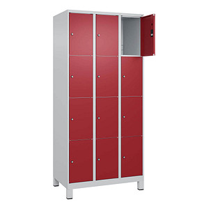 Image CP Schließfachschrank Classic Plus lichtgrau, rubinrot 080010-304 S10001, 12 Schließfächer 90,0 x 50,0 x 195,0 cm