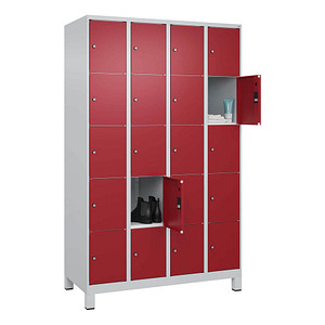 Image CP Schließfachschrank Classic Plus lichtgrau, rubinrot 080010-405 S10001, 20 Schließfächer 120,0 x 50,0 x 195,0 cm