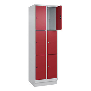 Image CP Schließfachschrank Classic PLUS lichtgrau, rubinrot 080020-203 S10001, 6 Schließfächer 60,0 x 50,0 x 195,0 cm