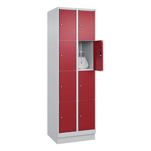 Image CP Schließfachschrank Classic PLUS lichtgrau, rubinrot 080020-204 S10001, 8 Schließfächer 60,0 x 50,0 x 185,0 cm